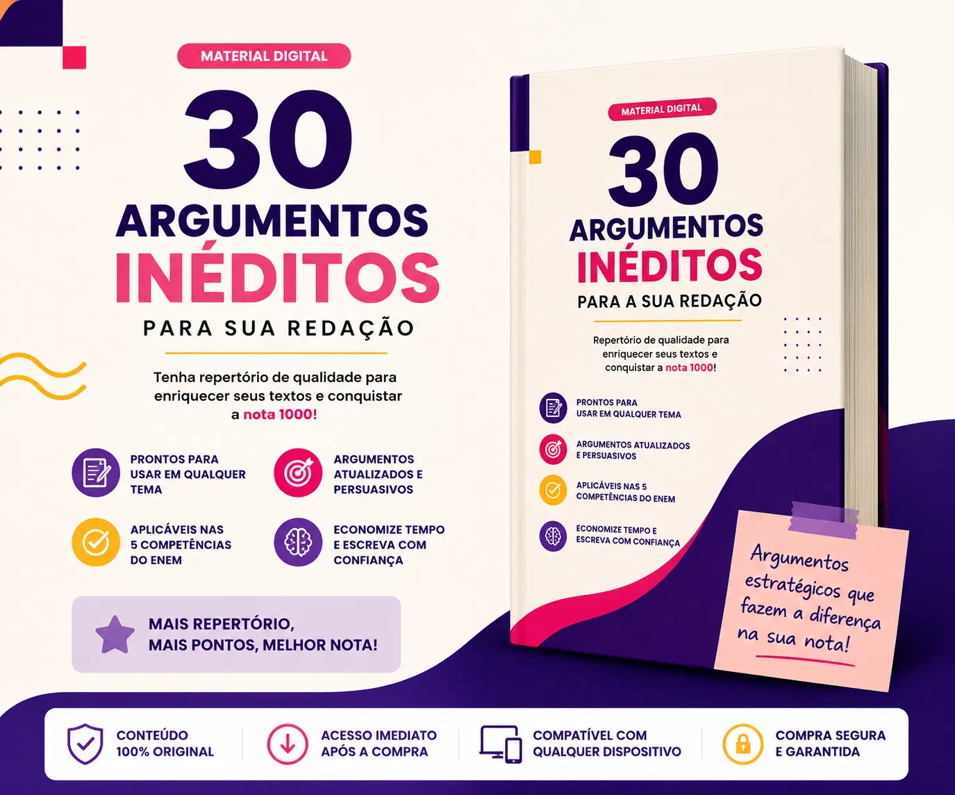 30 Argumentos Inéditos para Redações Nota 1000
