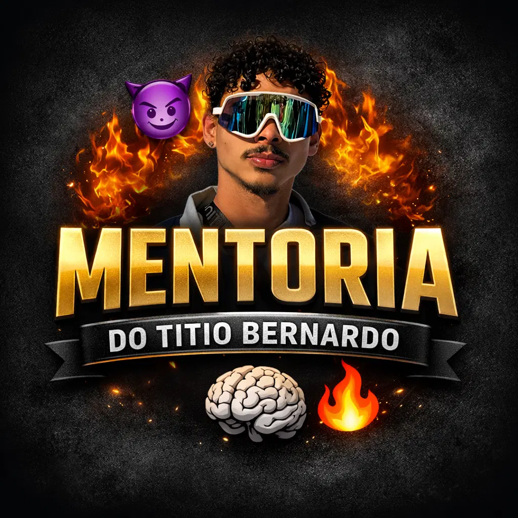 Mentoria exclusiva com o Titio, feita em grupo exclusivo com poucas vagas. É um espaço pra aprender sedução, postura, comunicação, mentalidade.