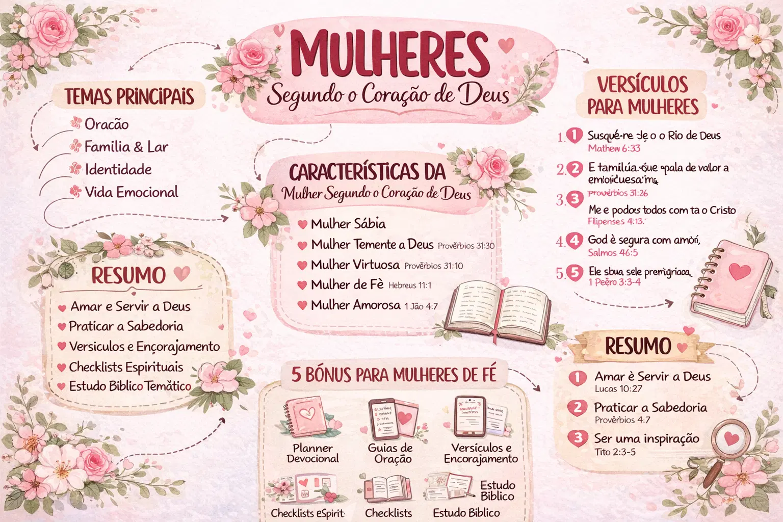Mapas Mentais Mulheres segundo coração de Deus