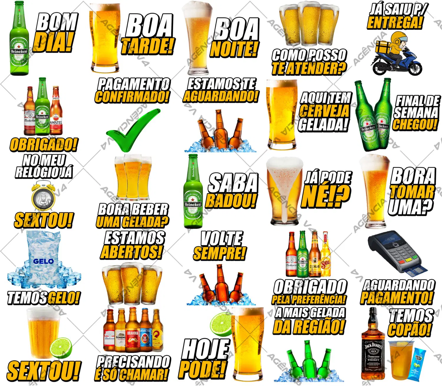 🍻 Pack WhatsApp – 25 Figurinhas para Distribuidora & Adega