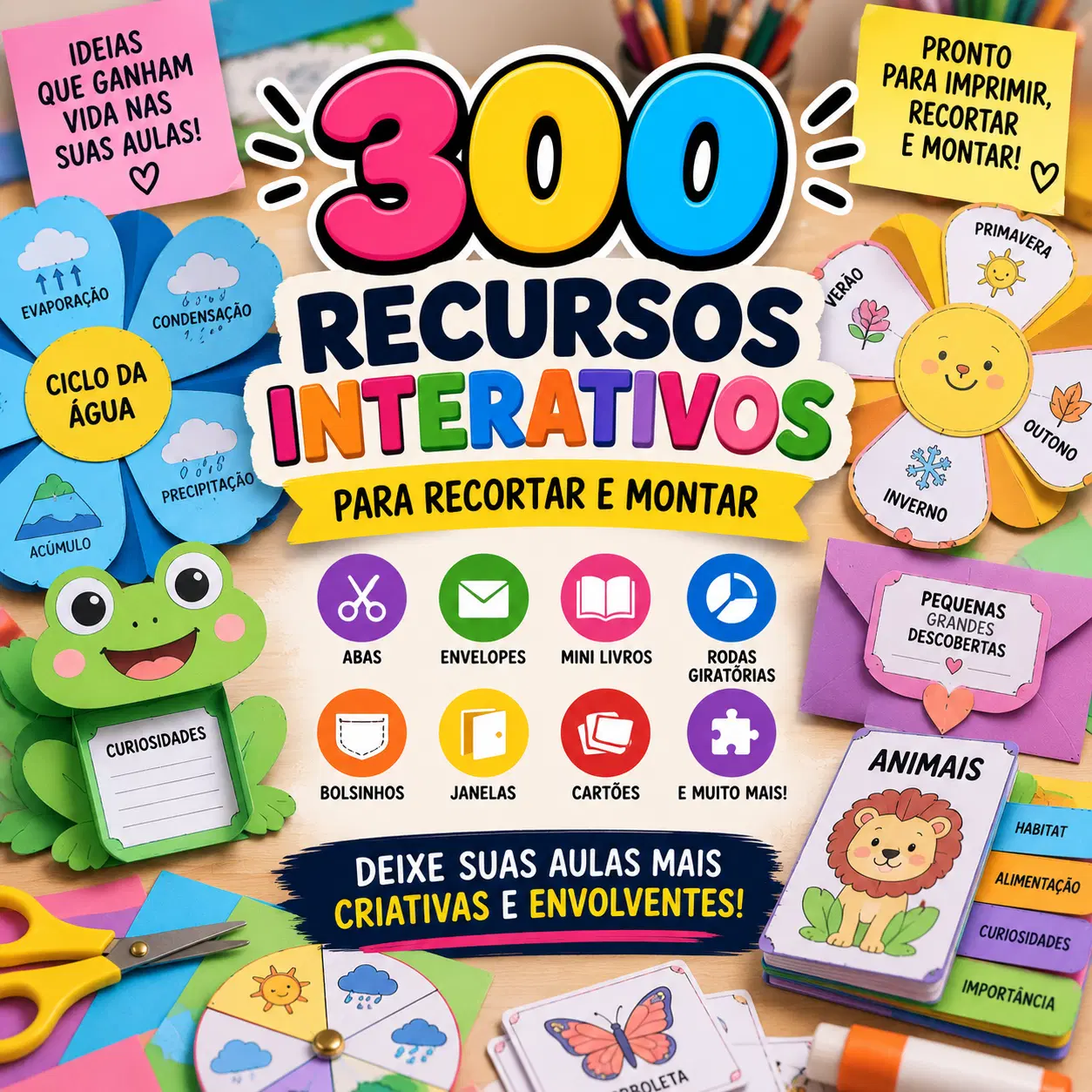 🎨 300 Recursos Interativos para Recortar e Montar
