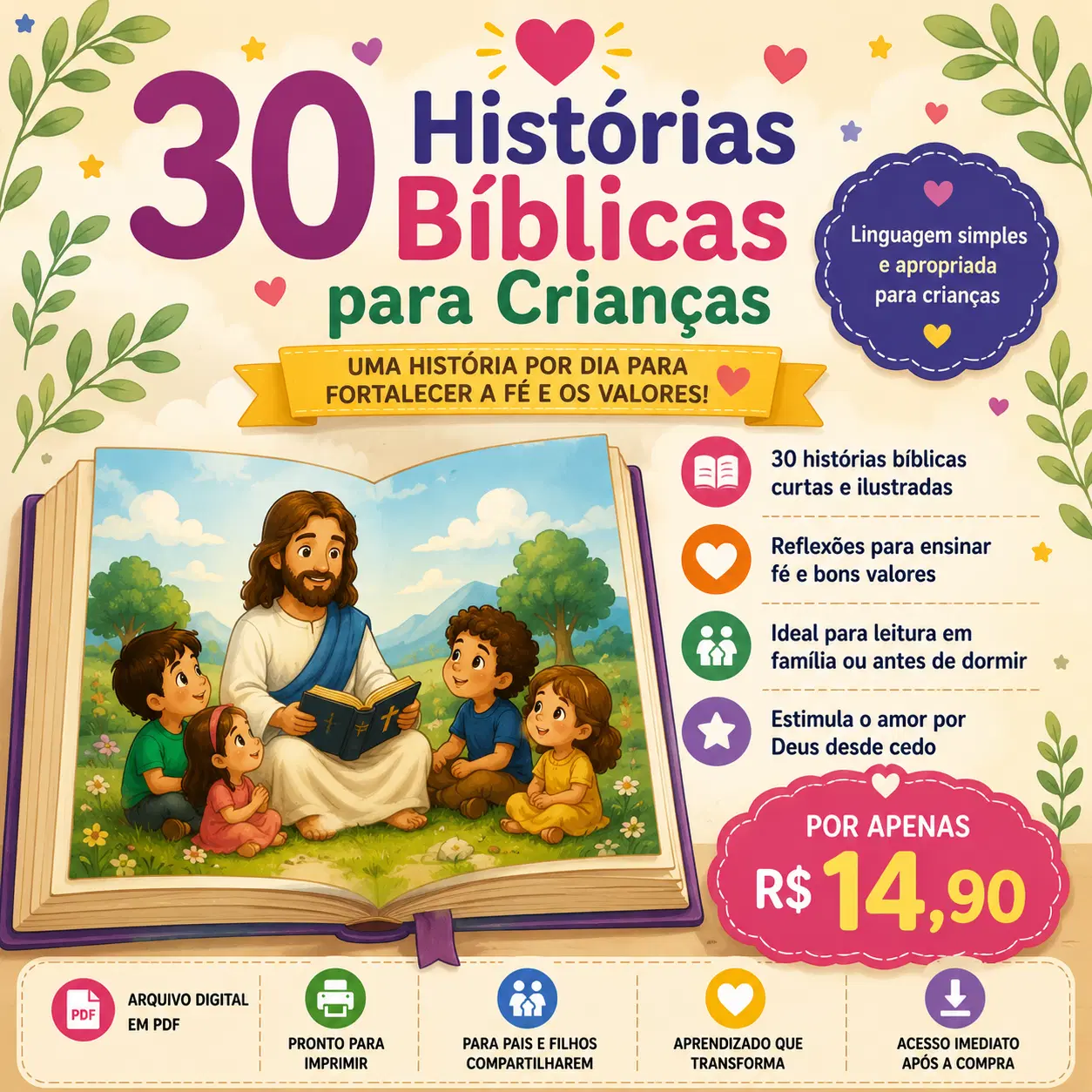 📖 30 Histórias Bíblicas para Crianças