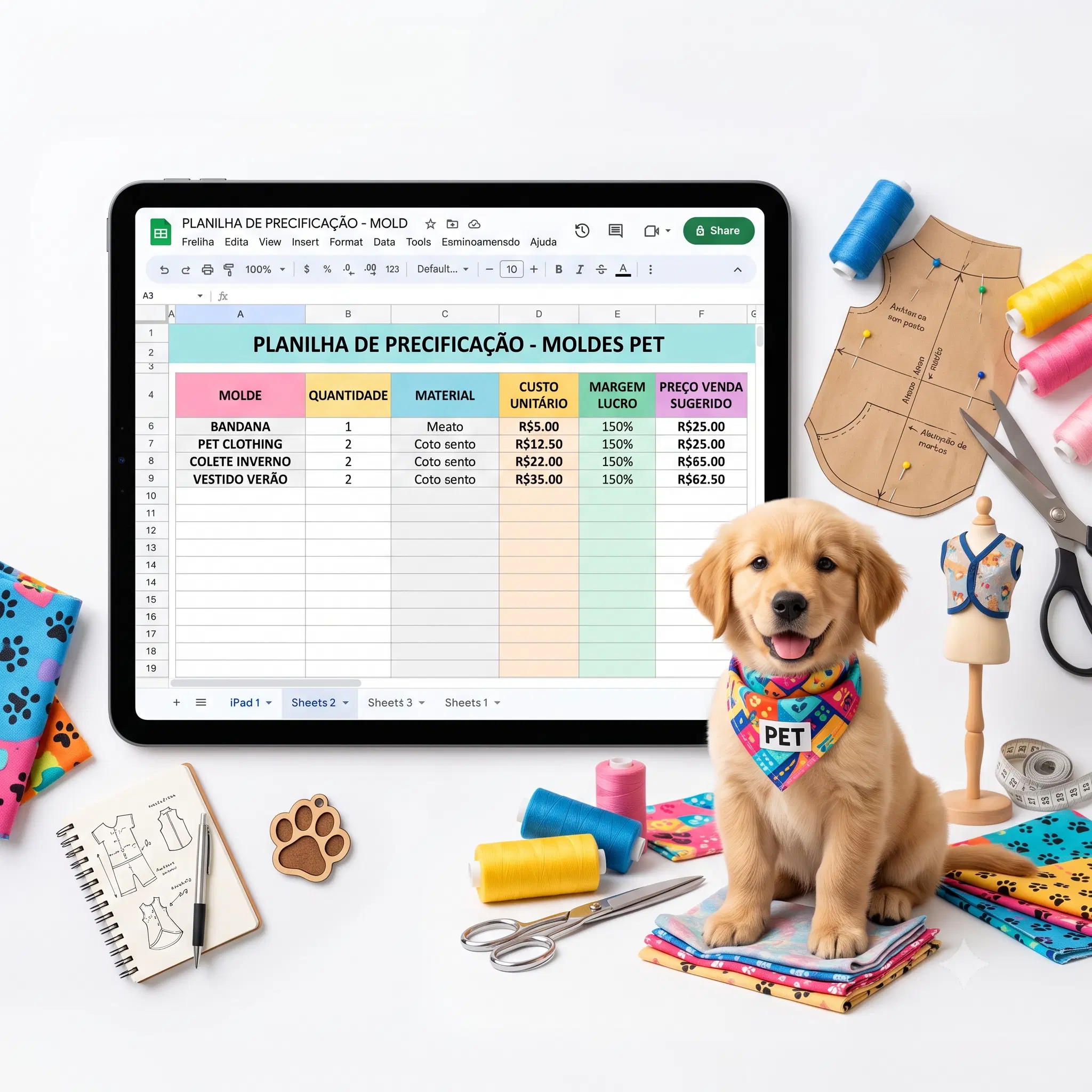 Planilha automática de custos por peça!