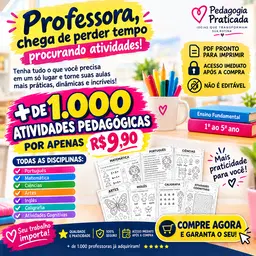 📚 Plano básico + de 1.000 atividades pedagógicas • português • matemática • ciências • artes • atividades cognitivas