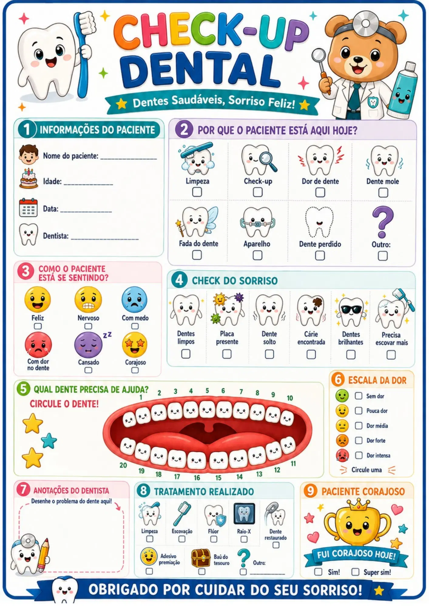 KIT DE BRINCADEIRAS DE DENTISTAS PARA CRIANÇAS