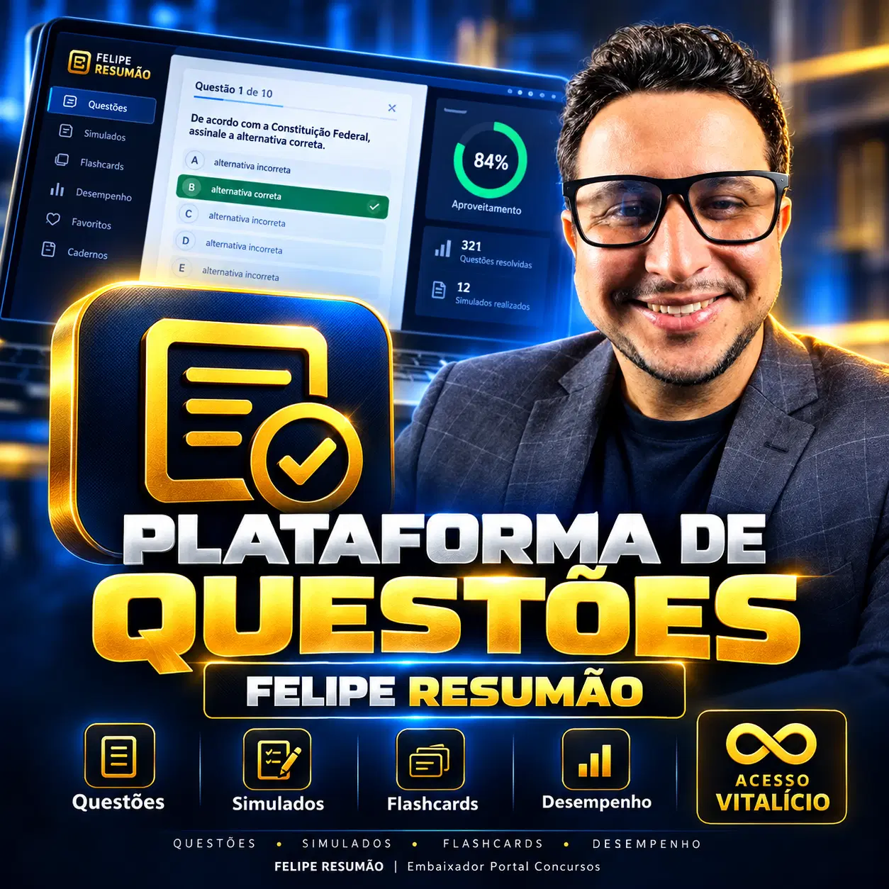 Plataforma de Questões Felipe Resumão PMEP +900 Questões AOCP