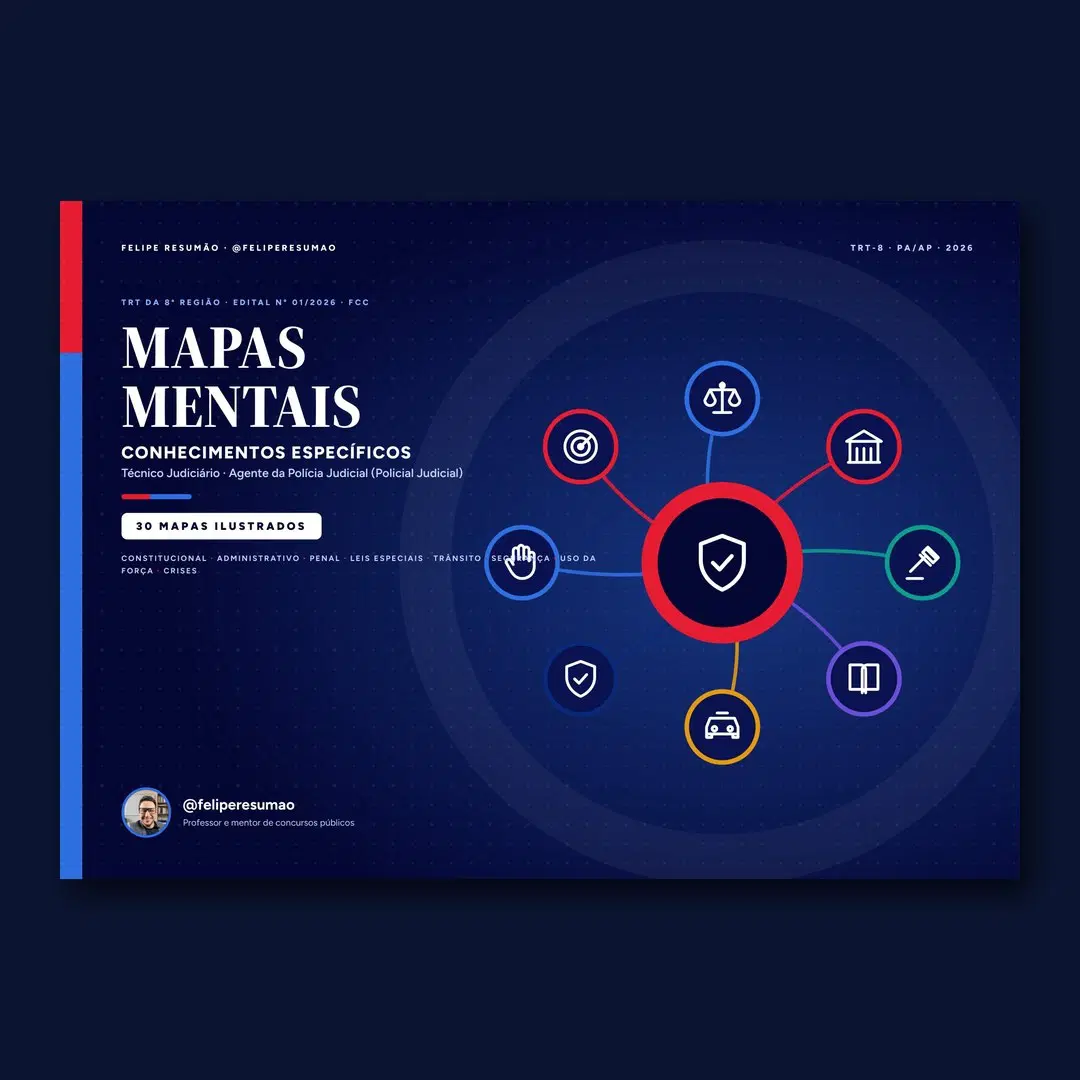 Leve também os Mapas Mentais TRT-8 (30 mapas)