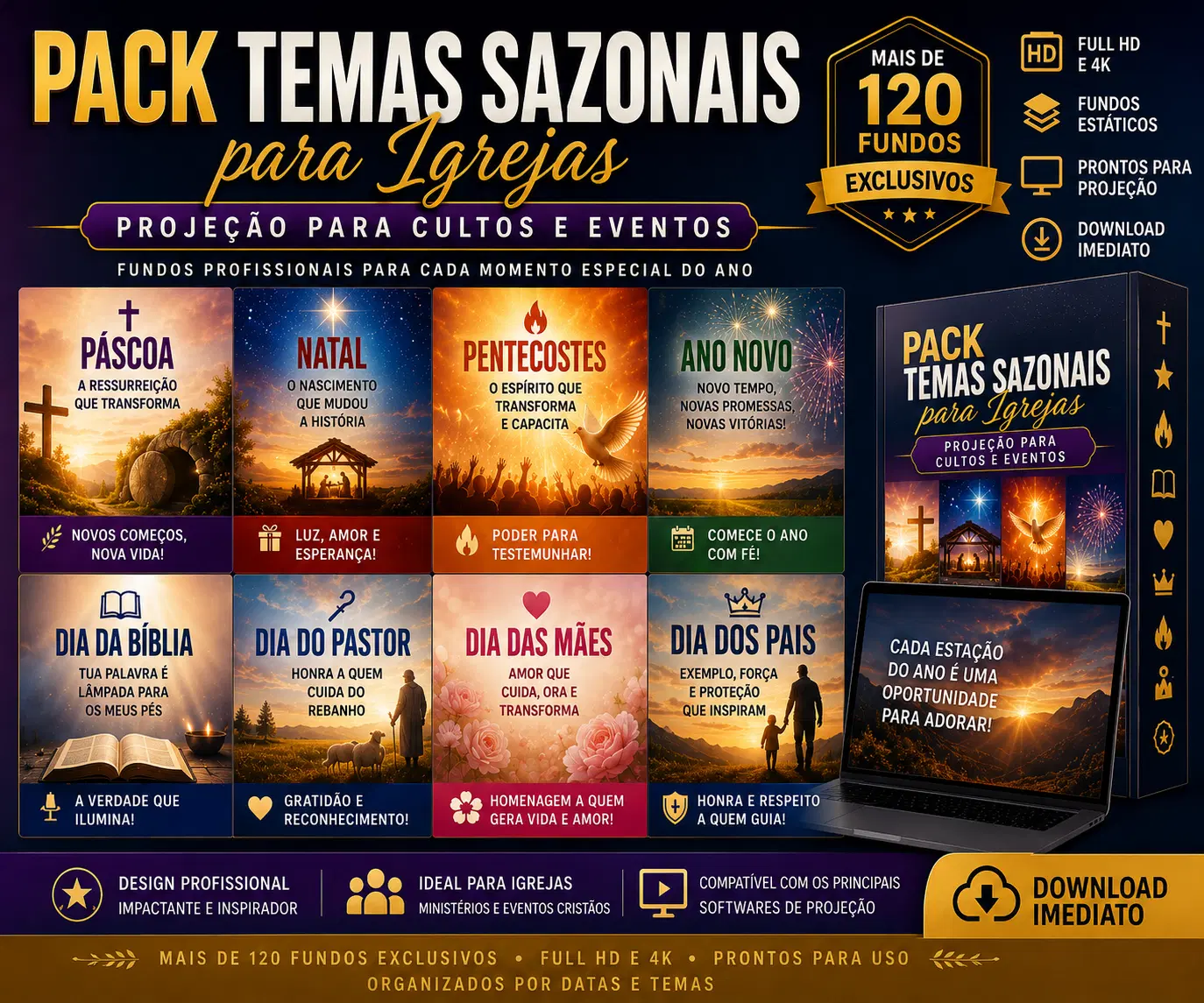 # PACK TEMAS SAZONAIS PARA IGREJAS - PROJEÇÃO PARA CULTOS E EVENTOS