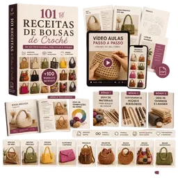 Pacote Completo | 9 Bônus Exclusivos! + 100 Bolsas de Crochê  -  Biblioteca do Crochê