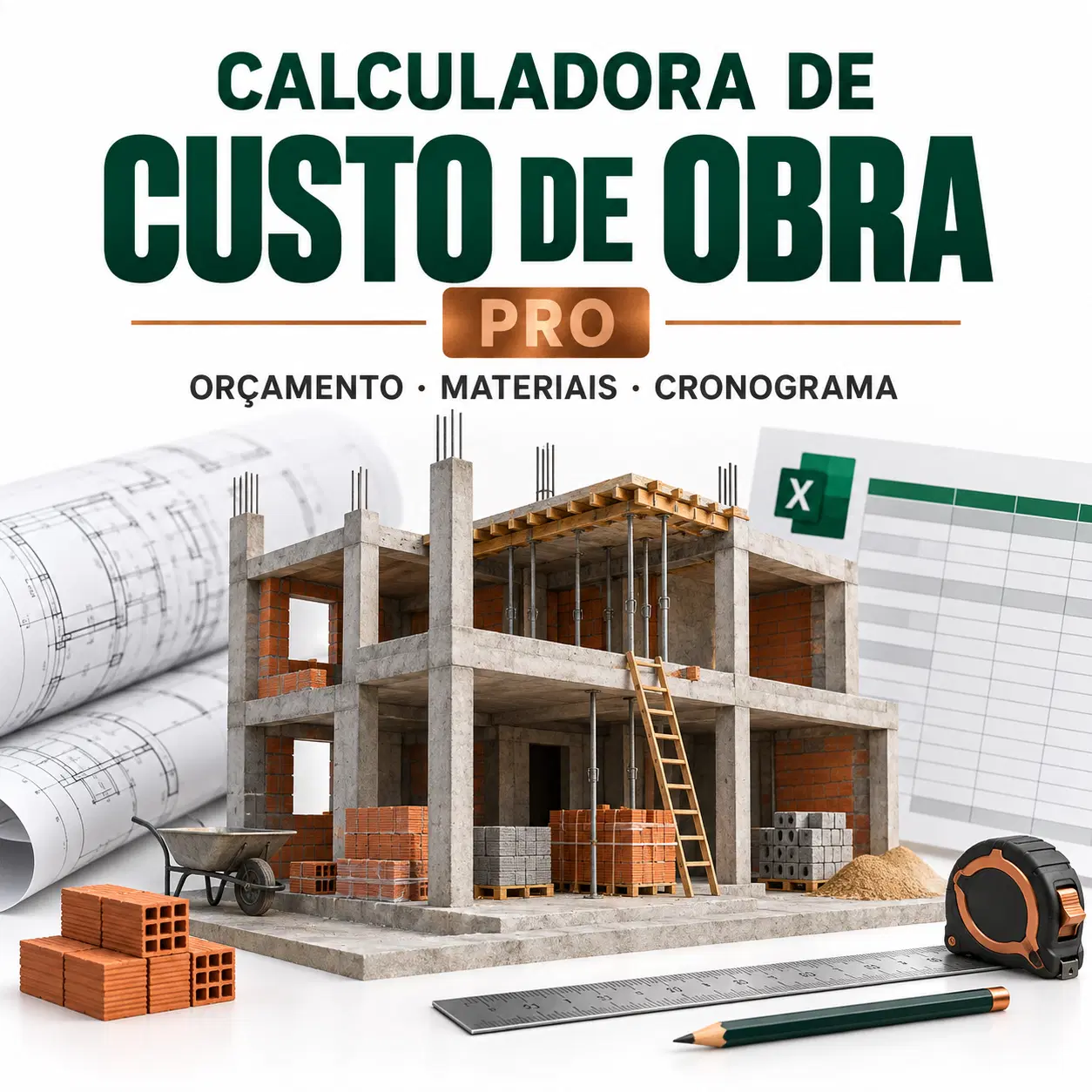 Calculadora de Custo de Obra PRO + Proposta Pronta