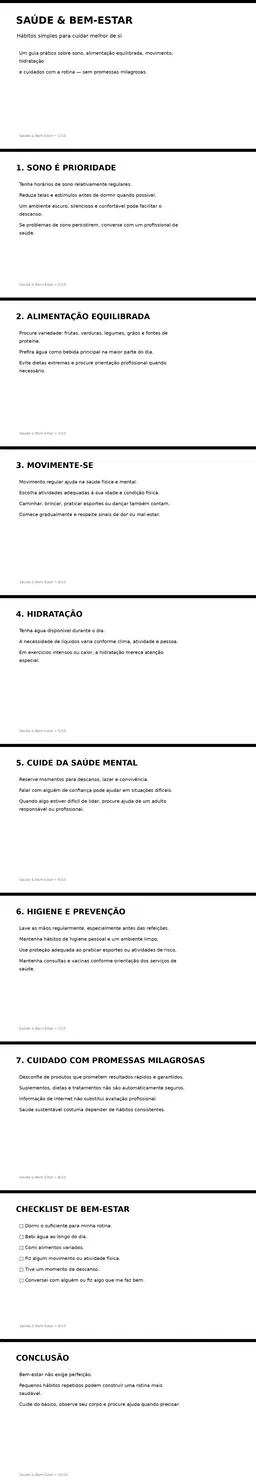cuidados com o seu bem estar