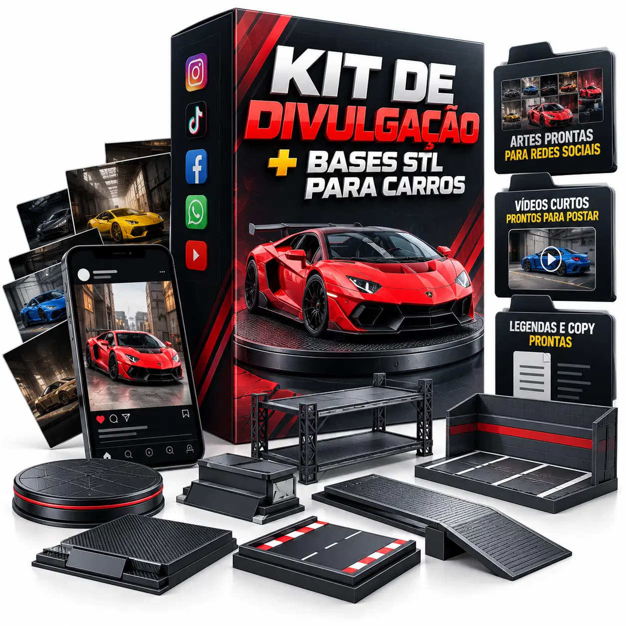 Kit de Divulgação + Bases STL para Carros