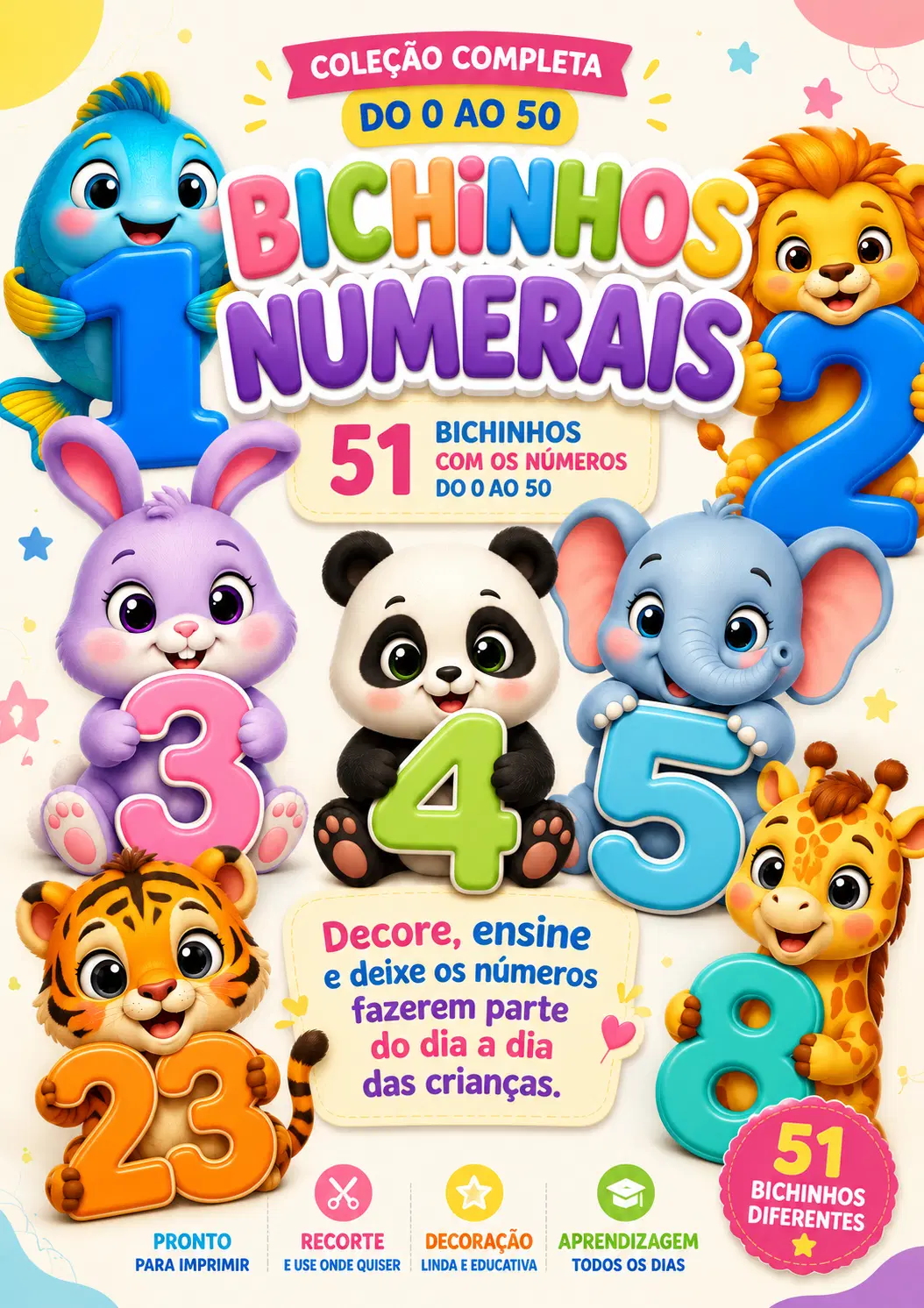✨ TRANSFORME OS NÚMEROS EM BICHINHOS!