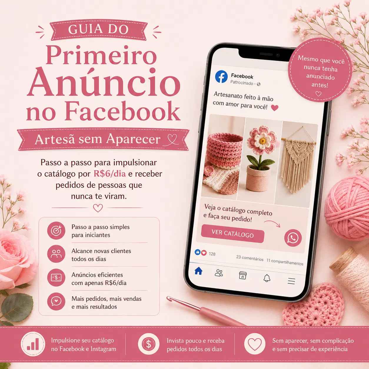 Passo a passo para impulsionar o catálogo por R$6/dia e receber pedidos de pessoas que nunca te viram.
