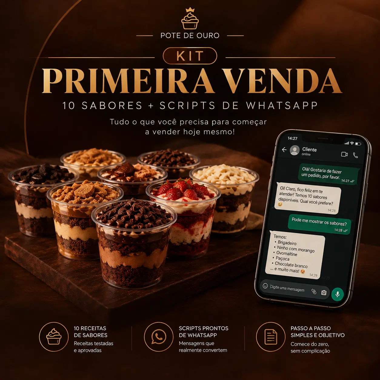 Kit Primeira Venda: 10 Sabores + Scripts de WhatsApp