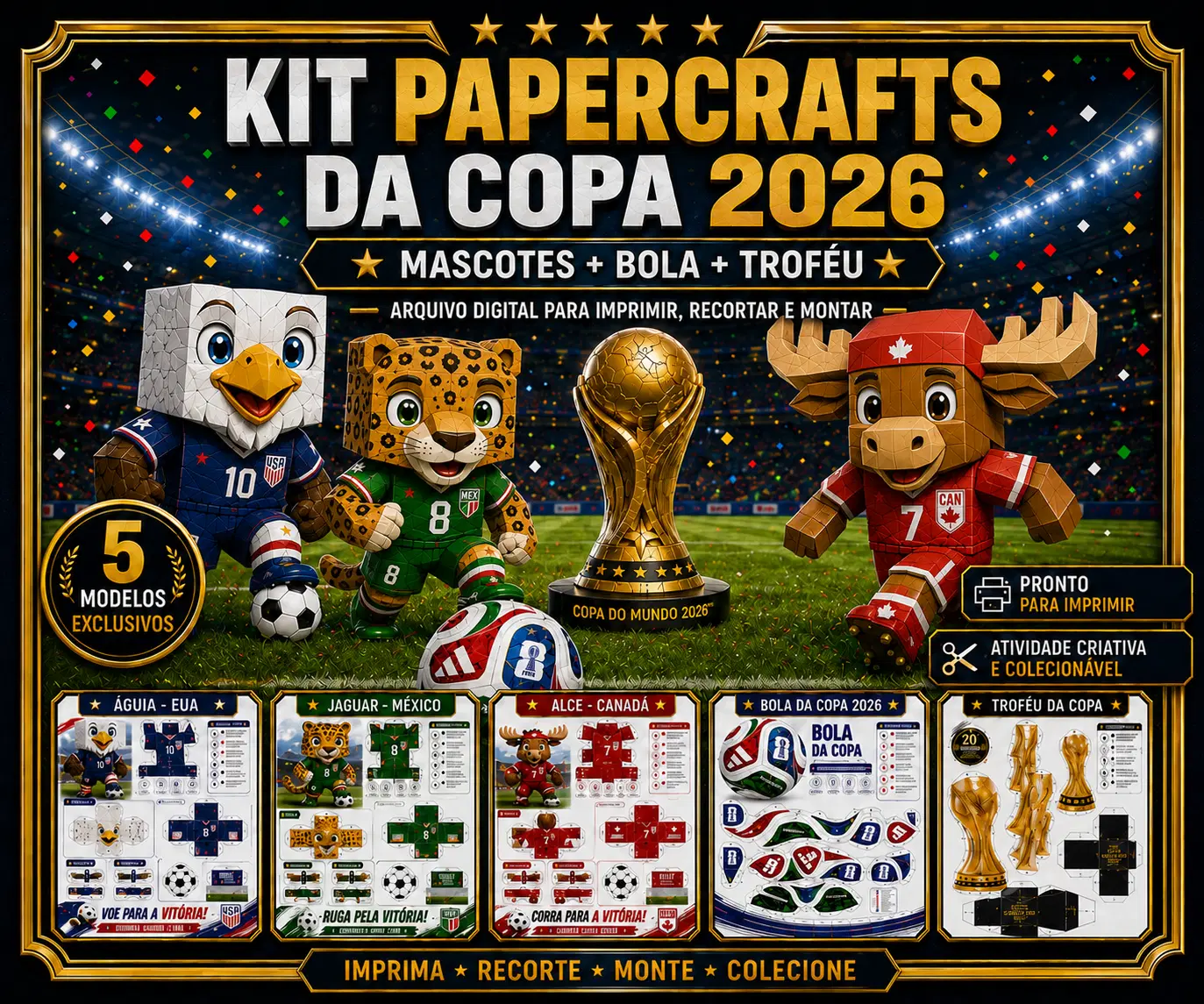 Complete sua coleção com mais papercrafts da Copa