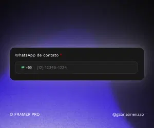 Component de WhatsAPP com DDI + Máscara para Form no framer
